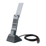 TP-Link Archer TX20UH AX1800 High Gain Wireless USB Adapter with dual antennas plugged into a PC via USB 3.0 cradle.