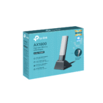 TP-Link Archer TX20UH AX1800 High Gain Wireless USB Adapter with dual antennas plugged into a PC via USB 3.0 cradle.