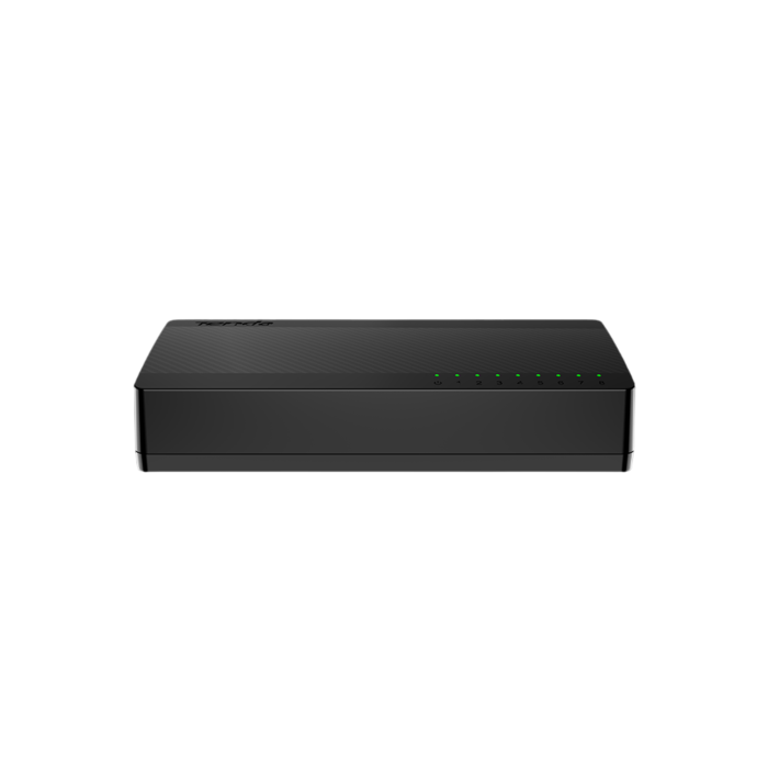 Tenda SG108 - 8-Port Gigabit Ethernet Switch in sleek mini plastic body, perfect for home, SMB, or surveillance networking.
