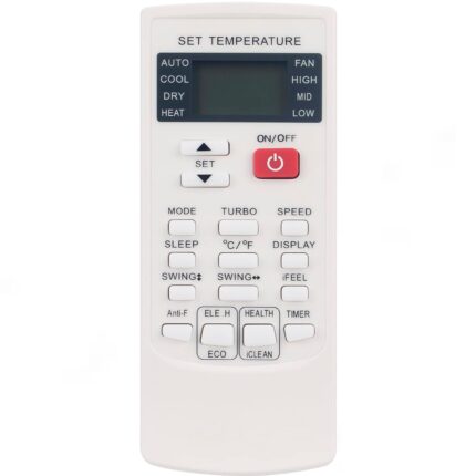 Dawlance YKR-H102E AC remote with ergonomic ABS design and responsive buttons for easy control of Dawlance air conditioners.