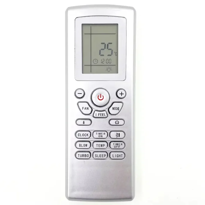 GREE YT1F AC Remote Control with clear panel, modern ABS design for GREE air conditioners, 8–10m range, ideal for home or office.