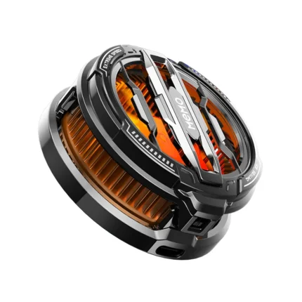 MEMO CX07 Mobile Cooling Fan with RGB lights, cooling a smartphone during gaming, featuring ice-cooling tech and universal clips.