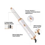 One Step 5 In 1 Hot Air Styler with attachments for curling, straightening, and volumizing hair, perfect for salon-quality styling.