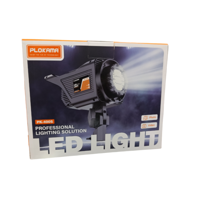 Plokama PK-400S LED Light with 65cm softbox, delivering evenly distributed focus for professional photography and videography.