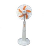 WEGO WG-1020RC Rechargeable Fan with LED lights, TWS audio, and 3-speed settings, ideal for home or outdoor cooling.