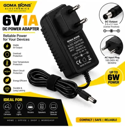6V 1A DC Power Adapter